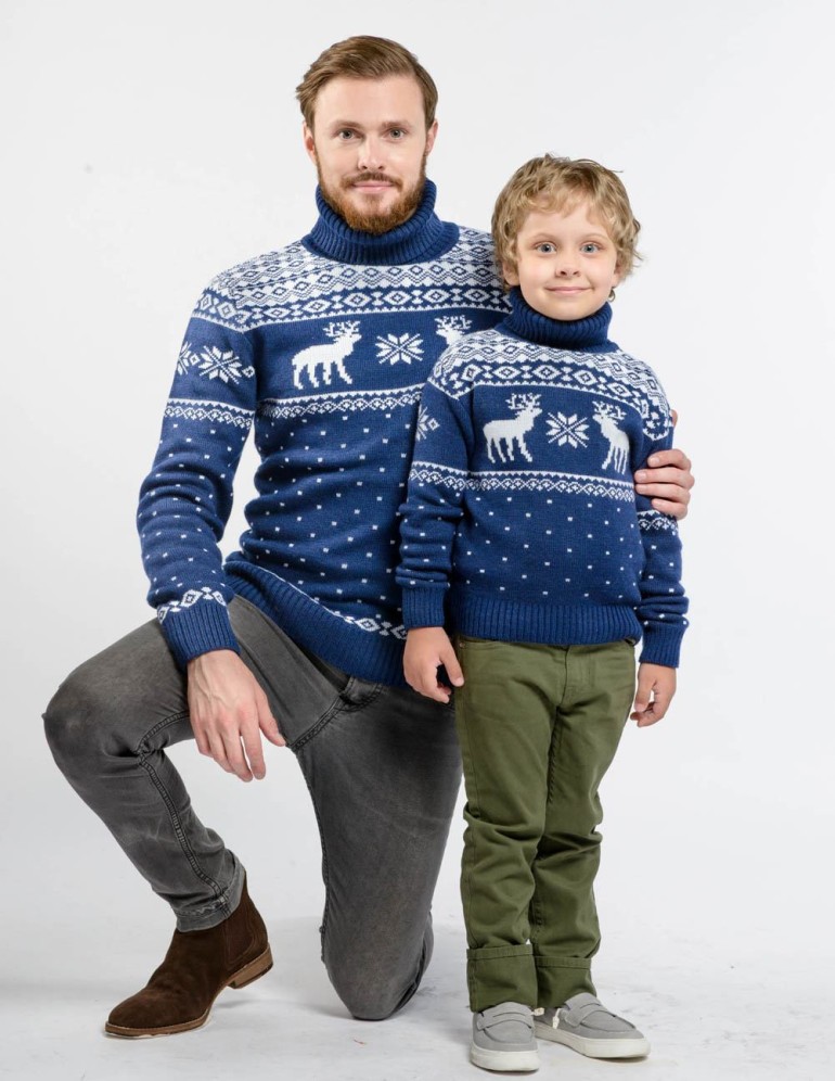 Свитеры с оленями для папы и сына - фото2