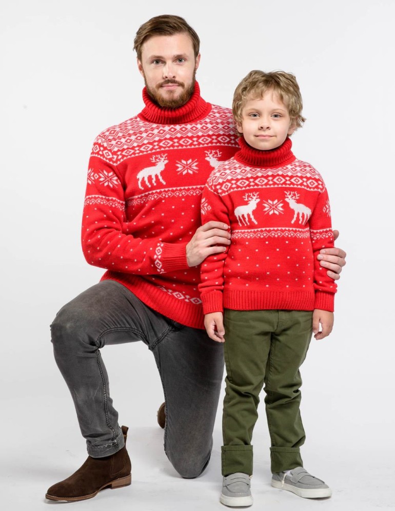 Свитеры с оленями для папы и сына - фото2