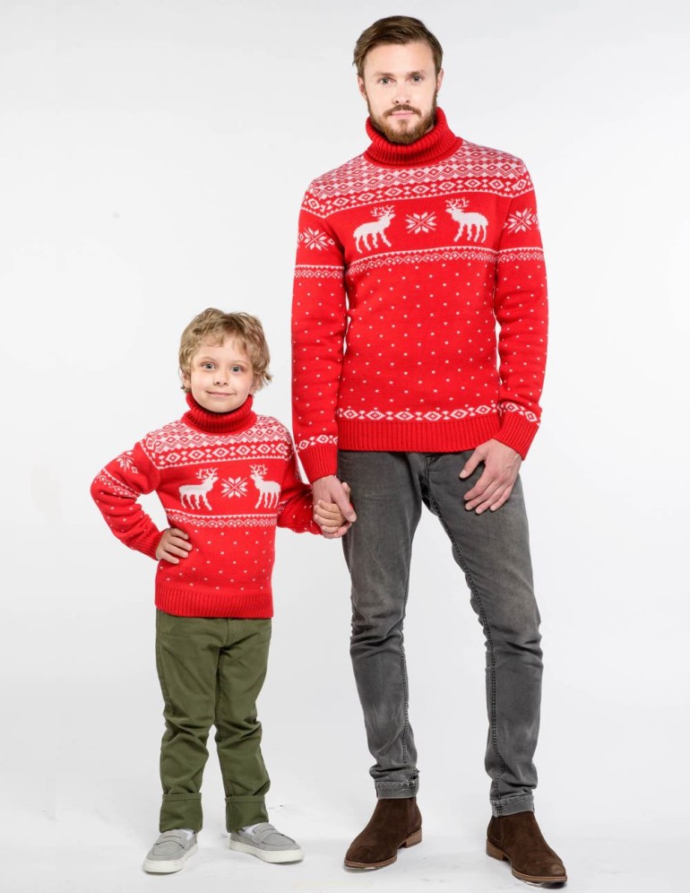 Свитеры с оленями для папы и сына - фото4