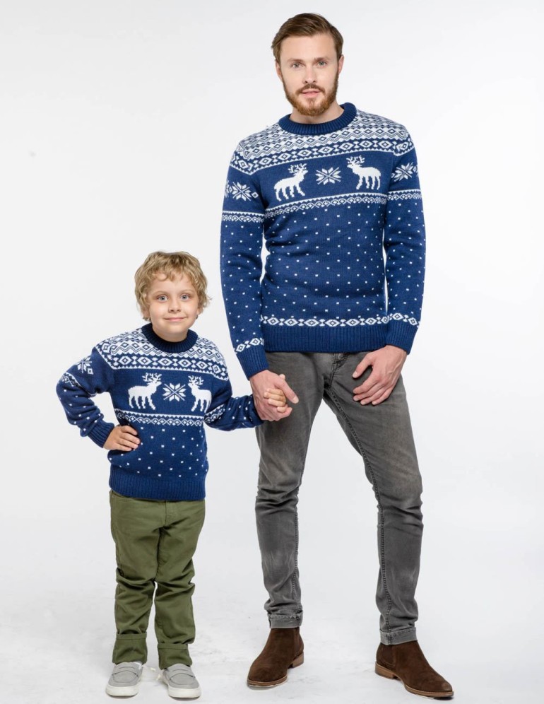 Свитеры с оленями для папы и сына - фото4