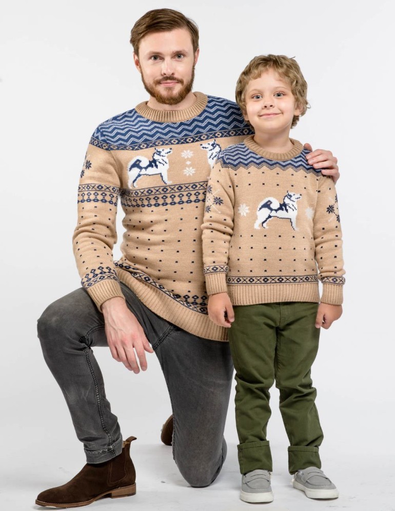 Свитеры с хаски для папы и сына - фото2