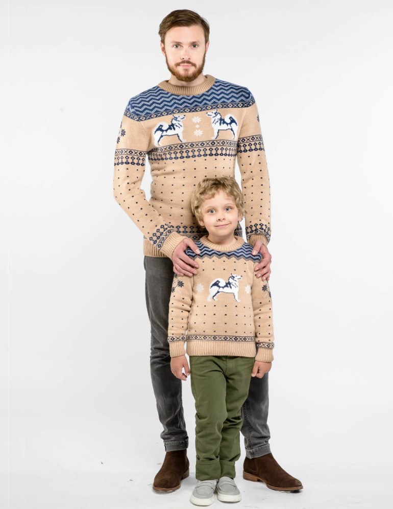 Свитеры с хаски для папы и сына - фото3