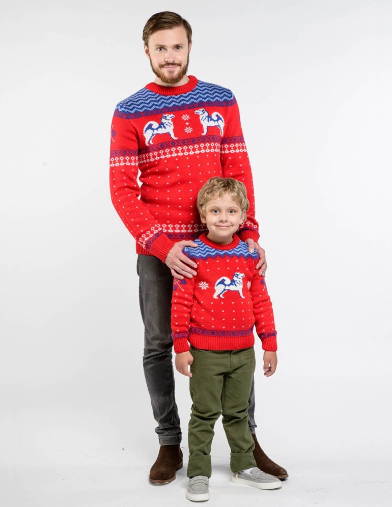 Свитеры с хаски для папы и сына - фото3