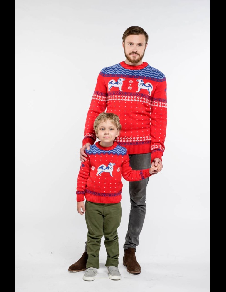 Свитеры с хаски для папы и сына - фото4