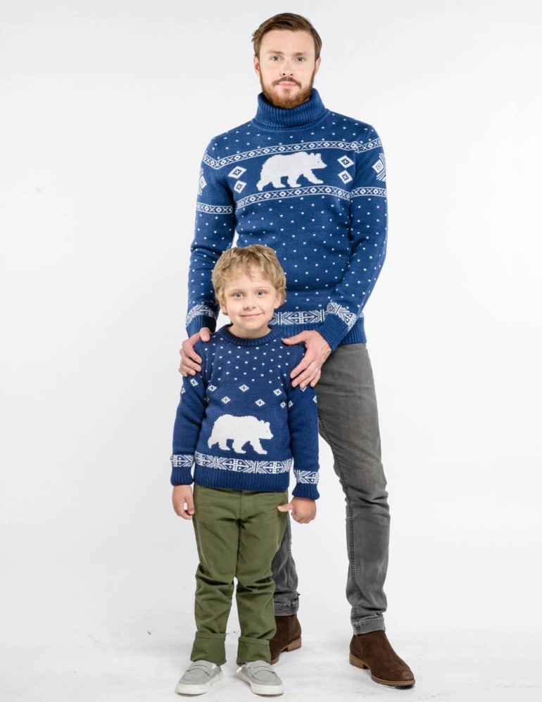 Свитеры с медведем для папы и сына - фото3
