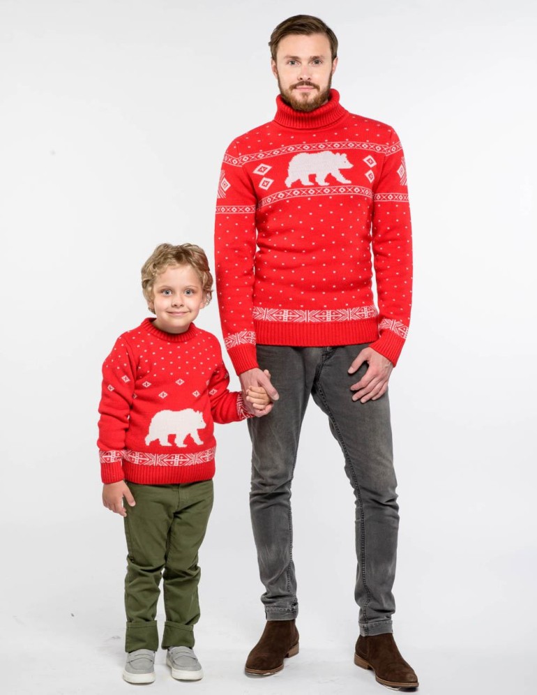 Свитеры с медведем для папы и сына - фото4