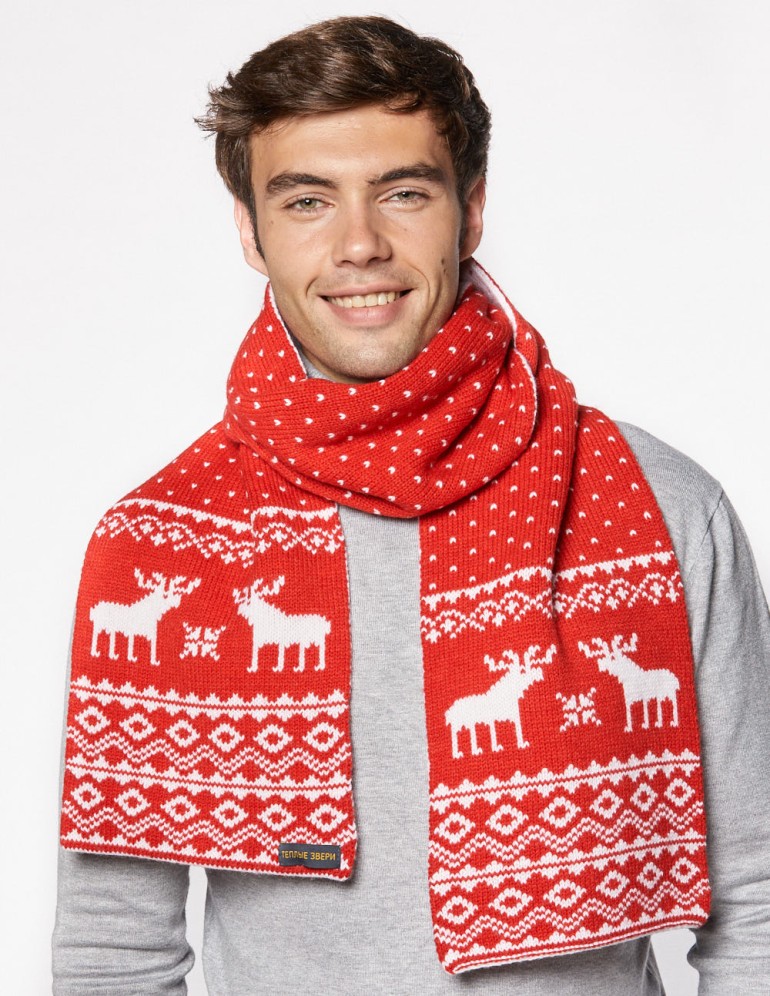 Мужской шарф с оленями - фото1