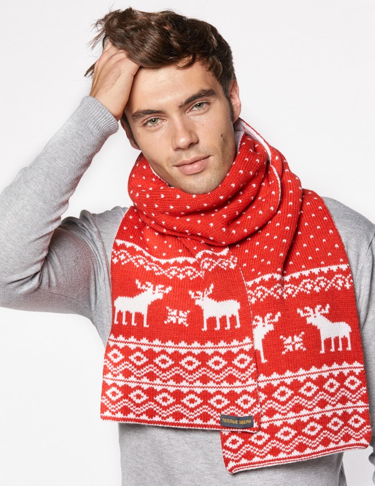 Мужской шарф с оленями - фото2