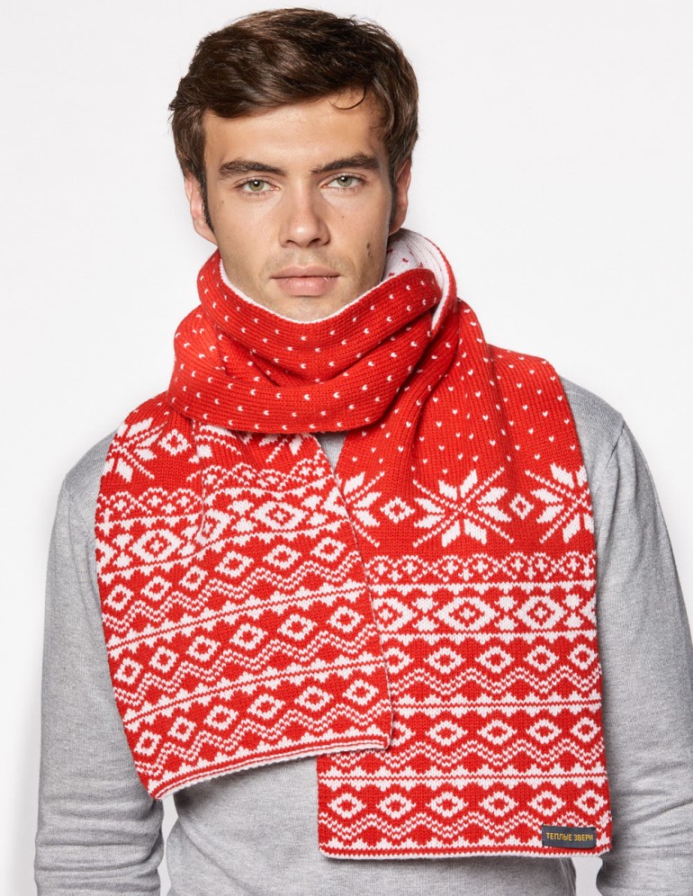 Мужской шарф со скандинавскими снежинками - фото1