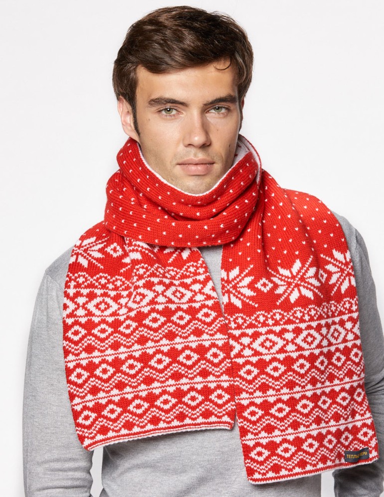 Мужской шарф со скандинавскими снежинками - фото2