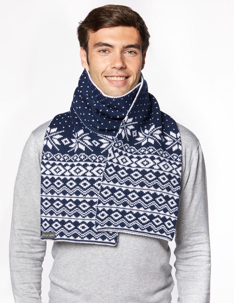 Мужской шарф со скандинавскими снежинками - фото1