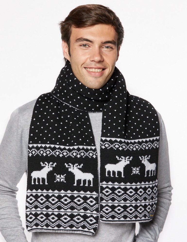 Мужской шарф с оленями - фото1