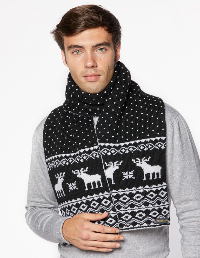 Мужской шарф с оленями - фото2