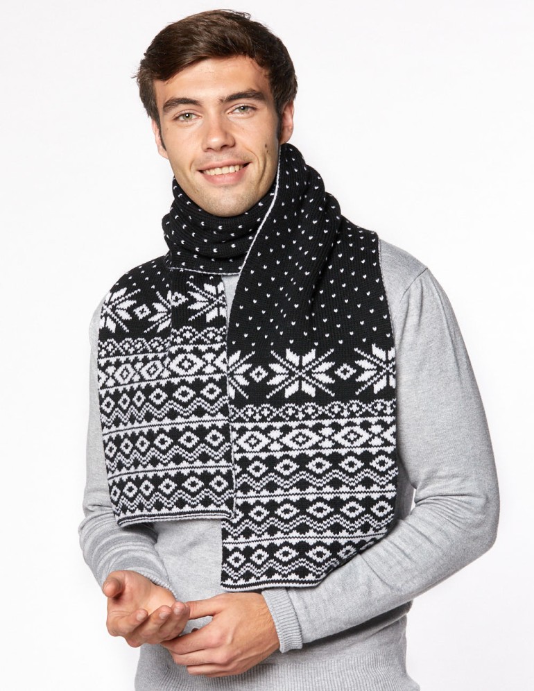 Мужской шарф со скандинавскими снежинками - фото2