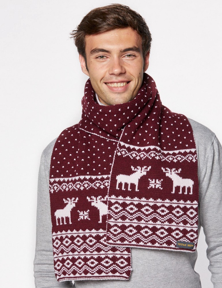 Мужской шарф с оленями - фото1