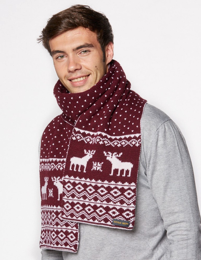 Мужской шарф с оленями - фото2