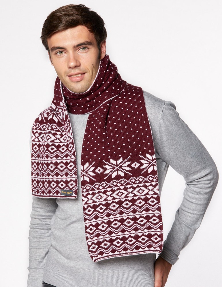 Мужской шарф со скандинавскими снежинками - фото3