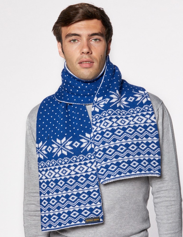 Мужской шарф со скандинавскими снежинками - фото1