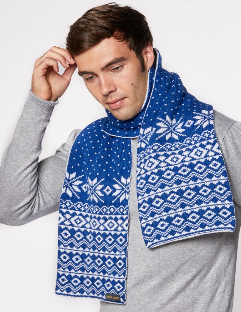 Мужской шарф со скандинавскими снежинками - фото2