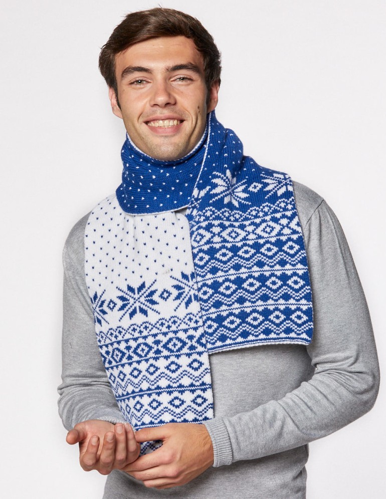 Мужской шарф со скандинавскими снежинками - фото3