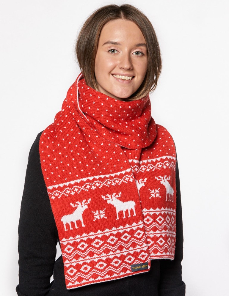 Женский шарф с оленями - фото1