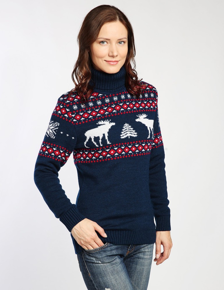 Женский свитер с лосями - фото2