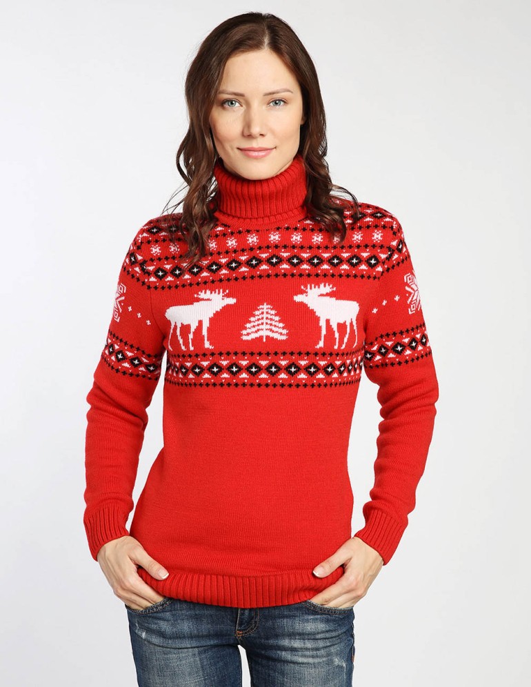 Женский свитер с лосями - фото1