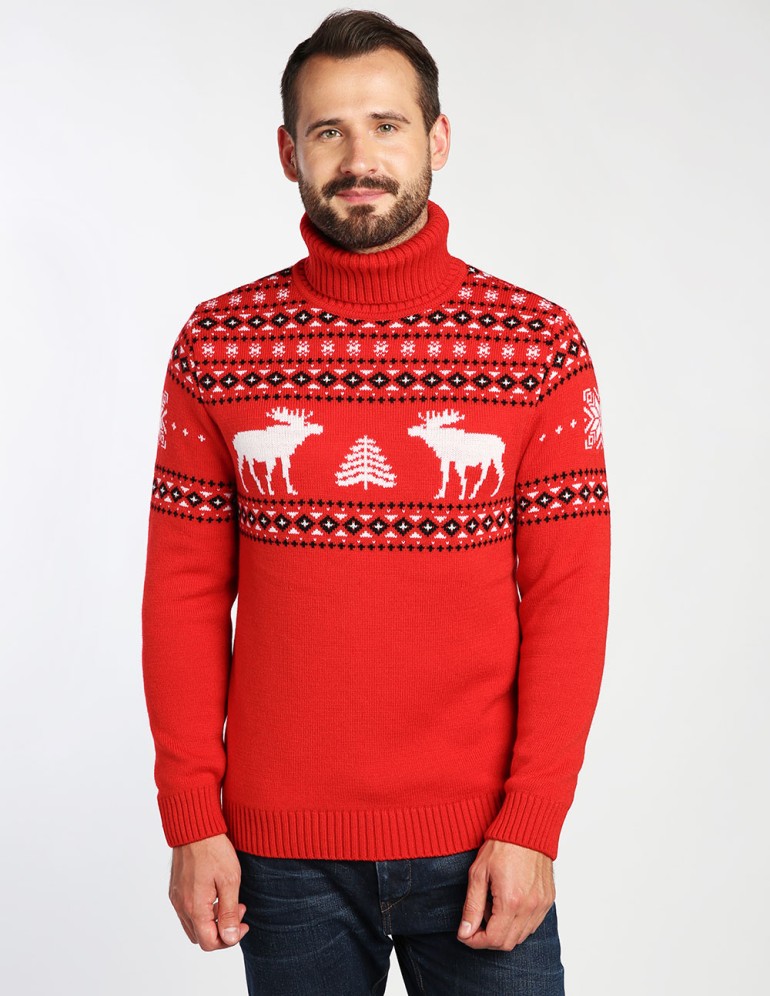 Мужской свитер с лосями - фото1