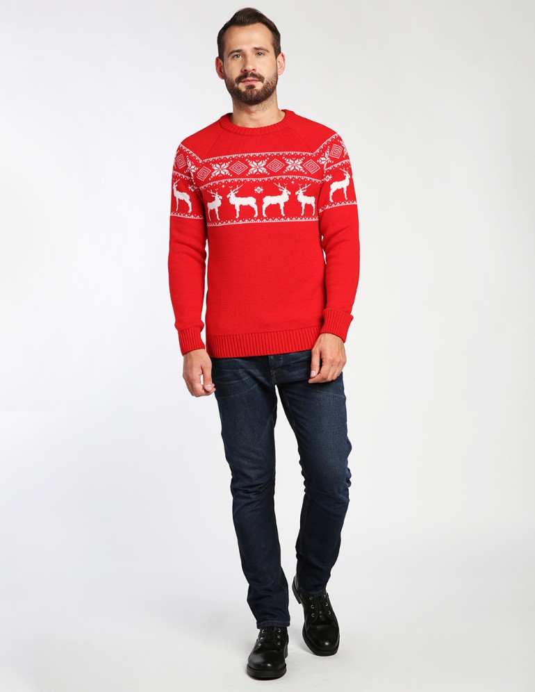 Мужской свитер с оленями в ряд - фото4