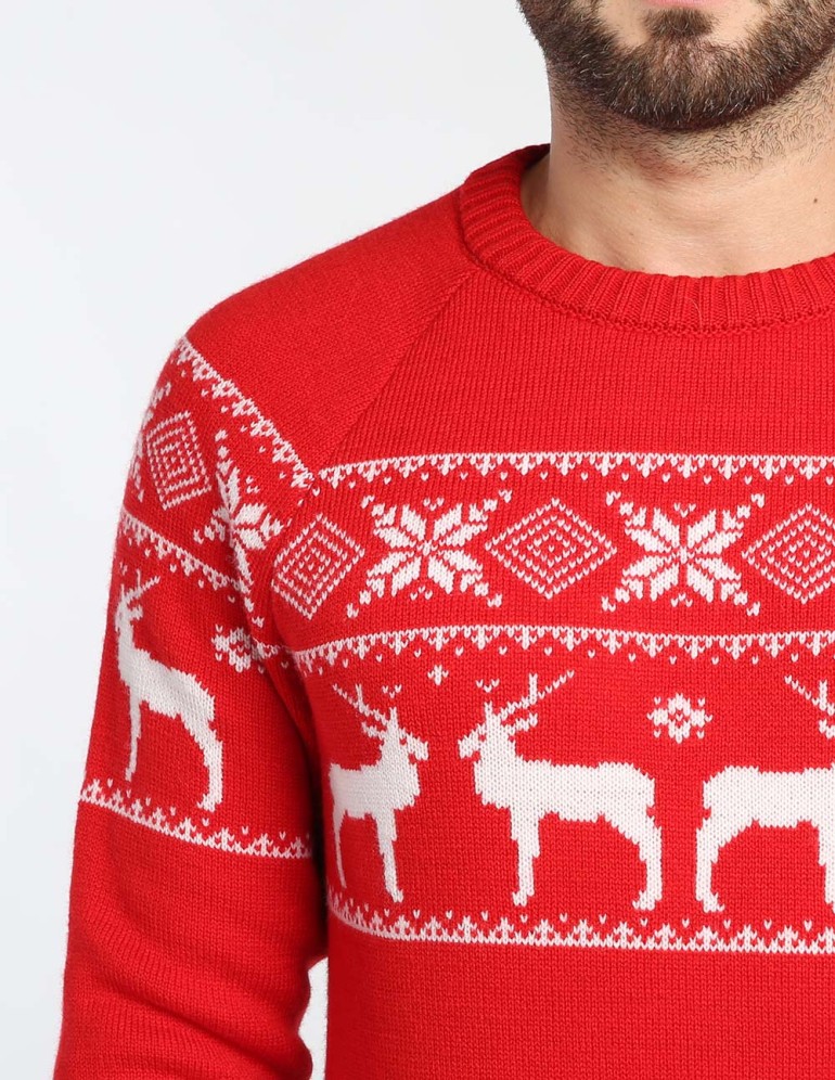 Мужской свитер с оленями в ряд - фото5