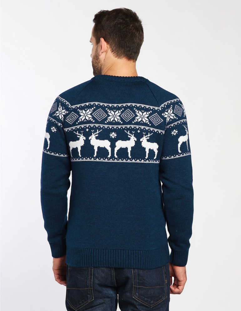 Мужской свитер с оленями в ряд - фото3
