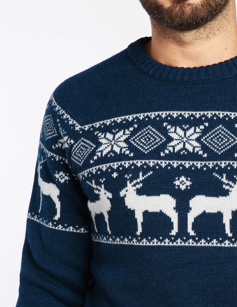Мужской свитер с оленями в ряд - фото5