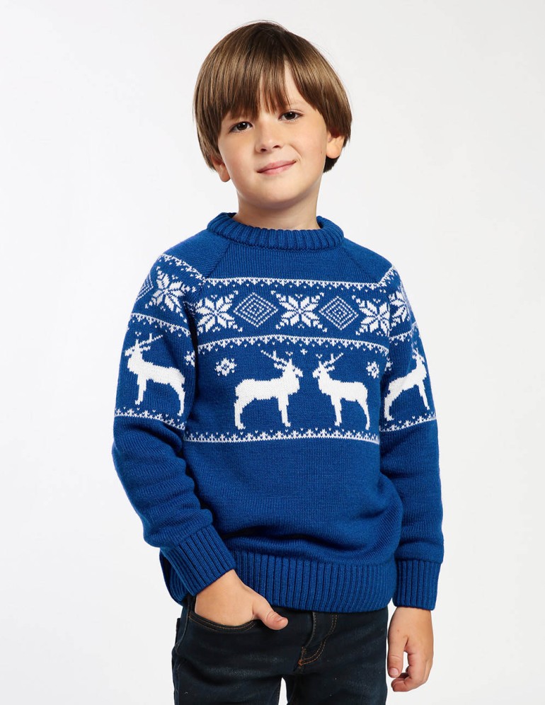 Детский свитер с оленями в ряд - фото2