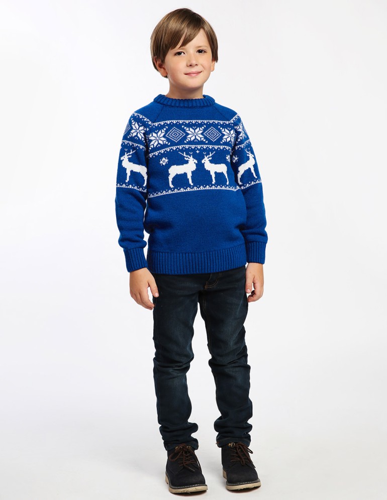 Детский свитер с оленями в ряд - фото4