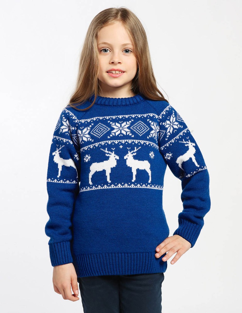 Детский свитер с оленями в ряд - фото2
