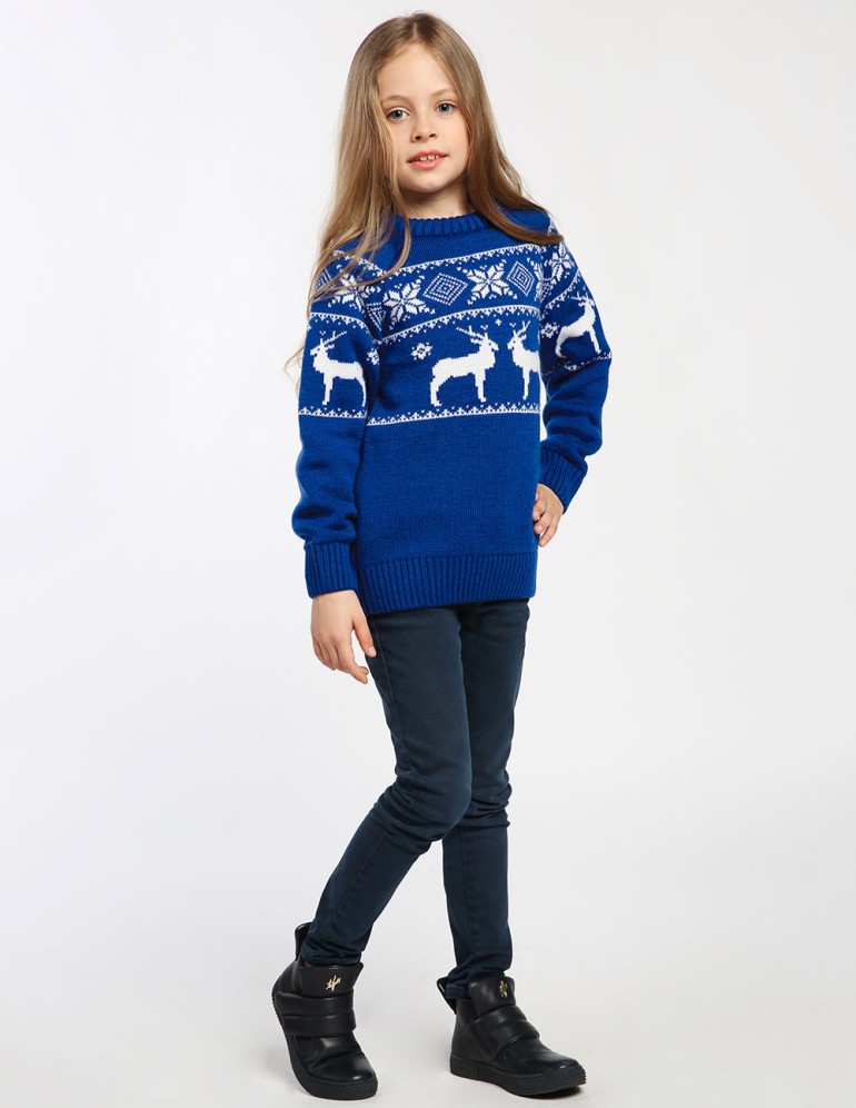 Детский свитер с оленями в ряд - фото4
