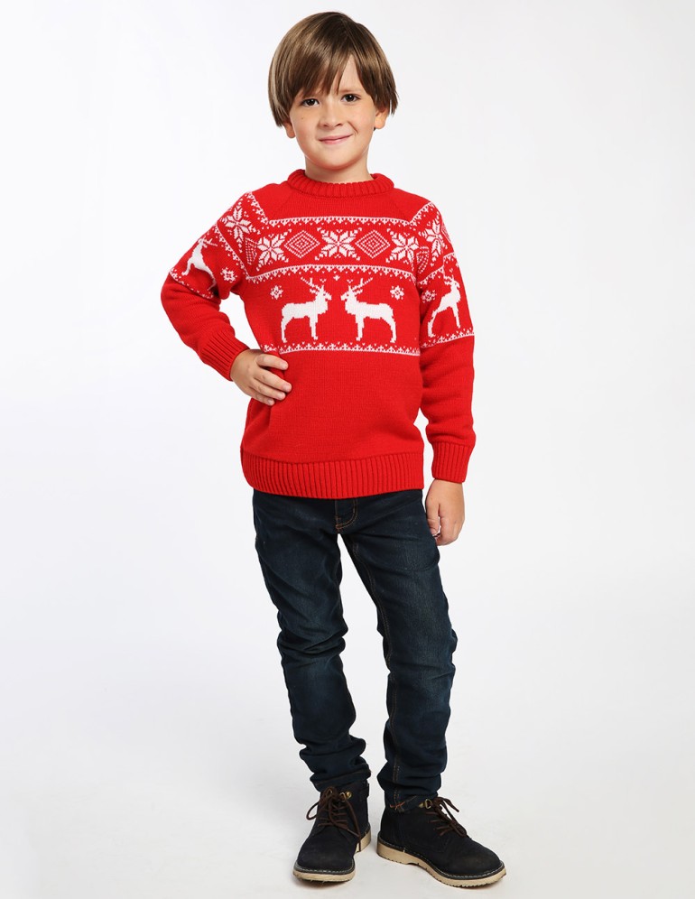 Детский свитер с оленями в ряд - фото4