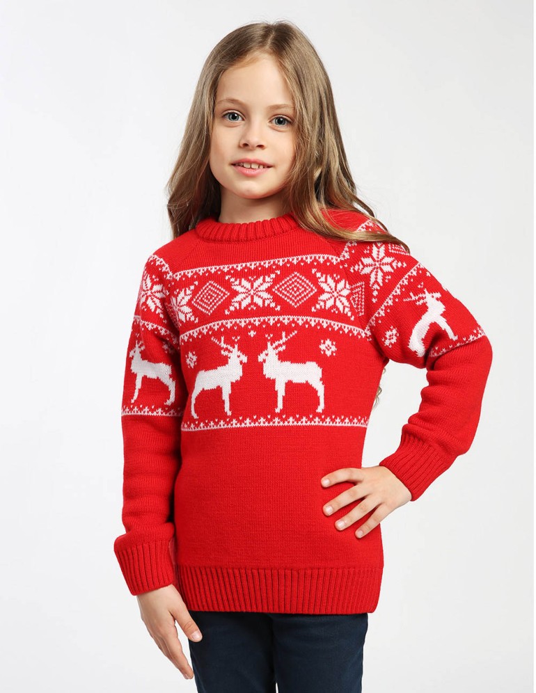 Детский свитер с оленями в ряд - фото2