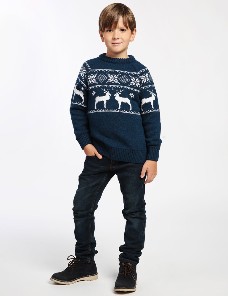 Детский свитер с оленями в ряд - фото4