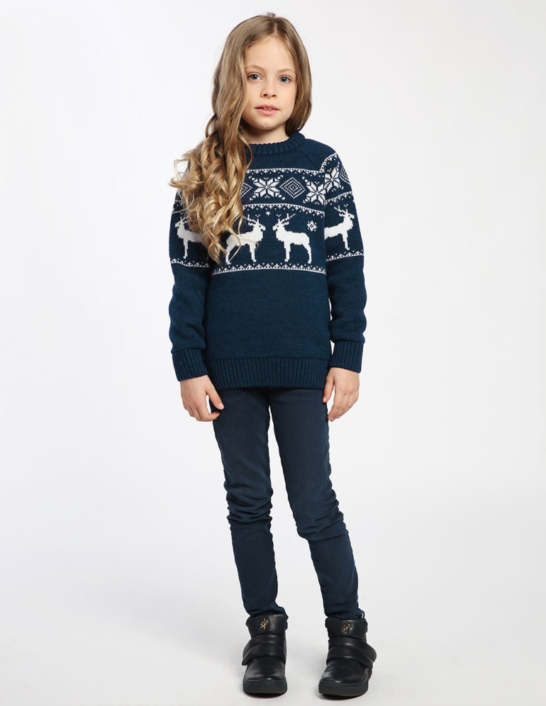 Детский свитер с оленями в ряд - фото4
