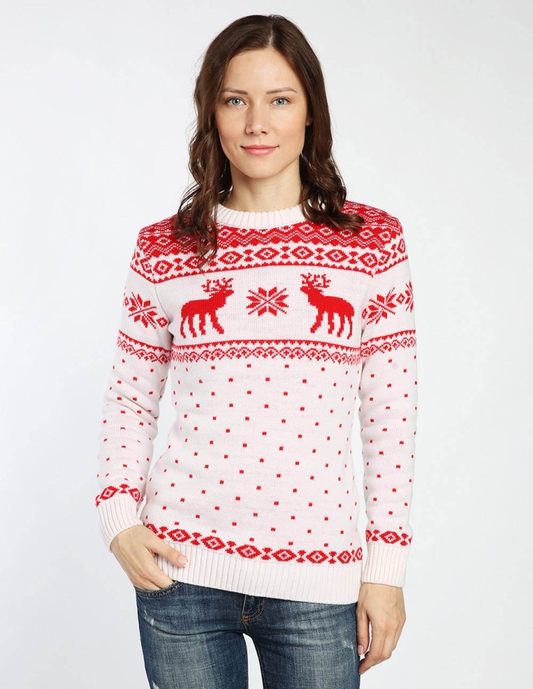 Женский свитер с оленями - фото1