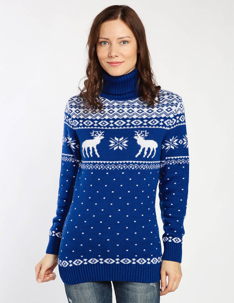 Женский свитер с оленями - фото1