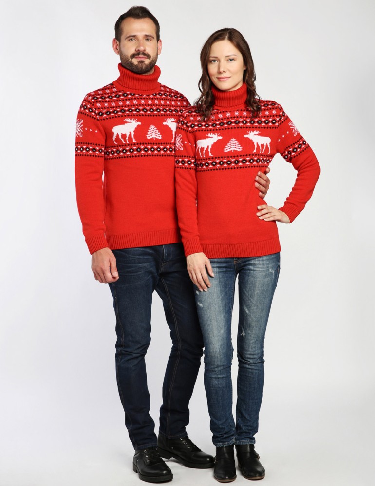 Мужской и женский свитеры с лосями - фото3