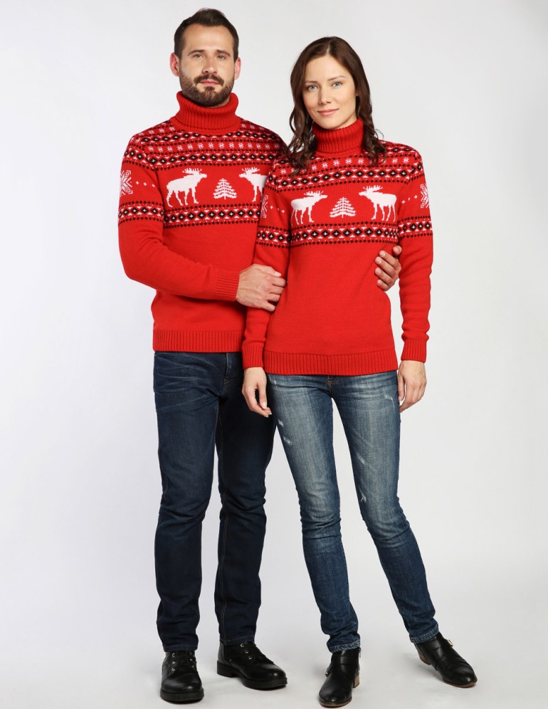 Мужской и женский свитеры с лосями - фото4