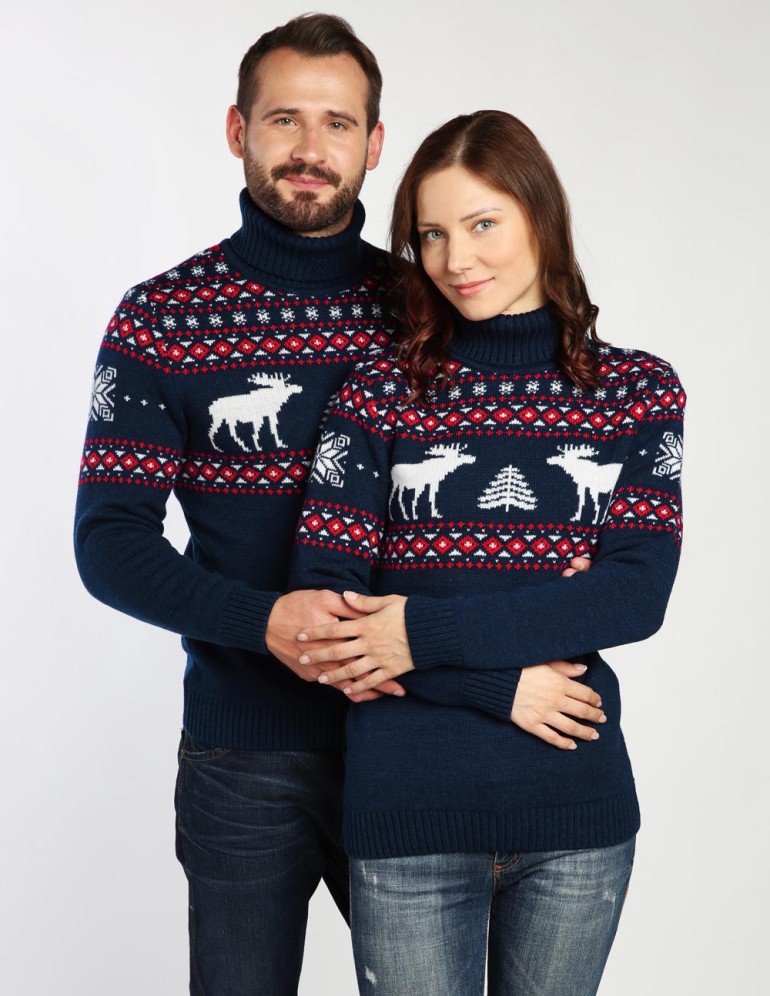 Мужской и женский свитеры с лосями - фото3