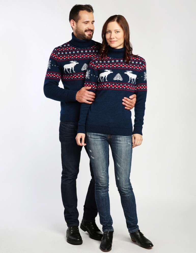 Мужской и женский свитеры с лосями - фото4