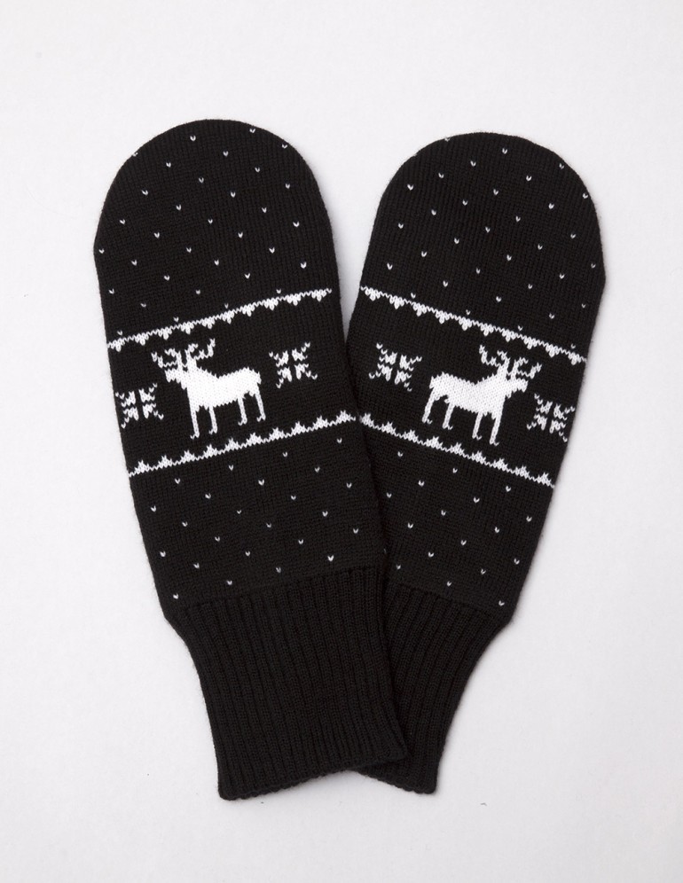 Мужские варежки с оленями - фото1