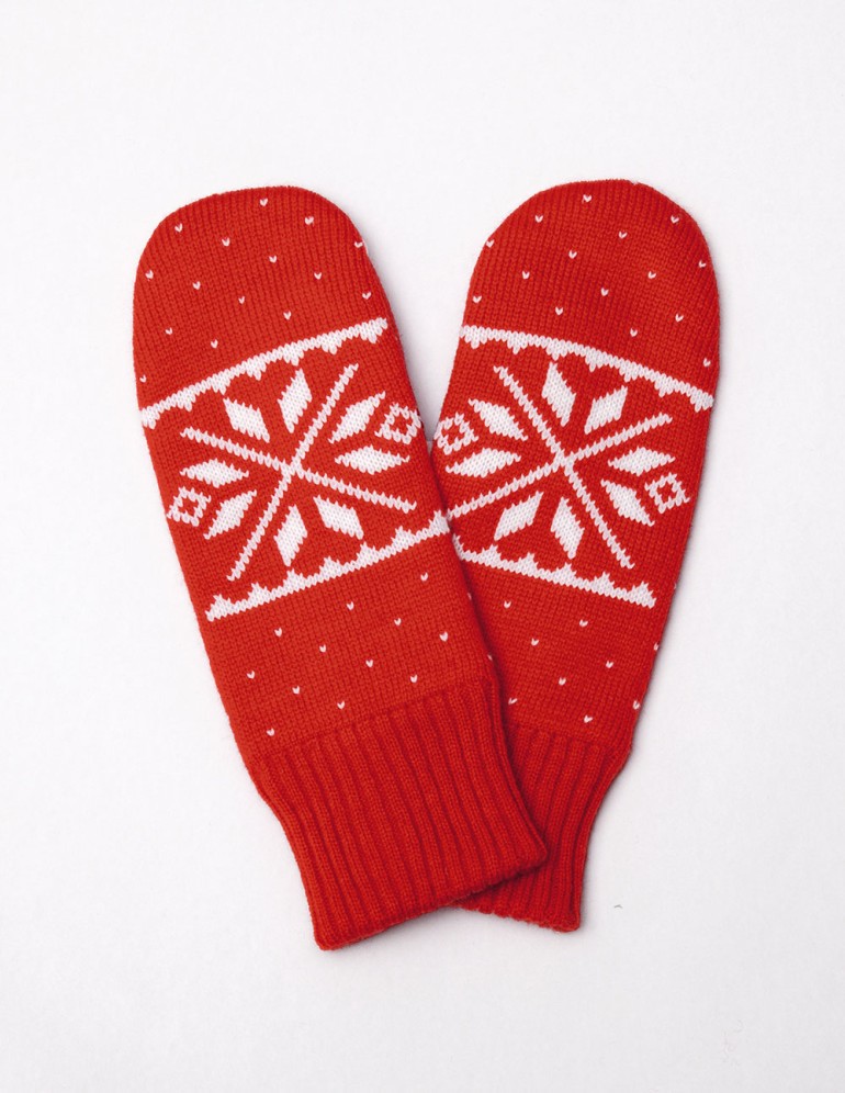 Женские варежки со снежинкой - фото1