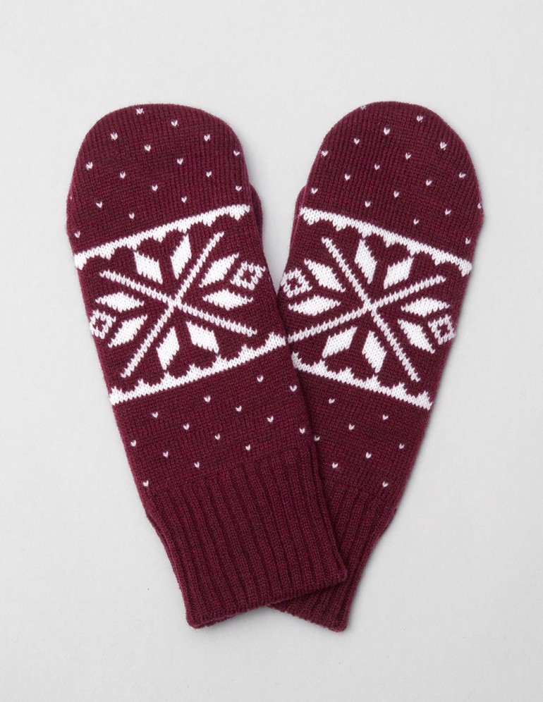 Женские варежки со снежинкой - фото1