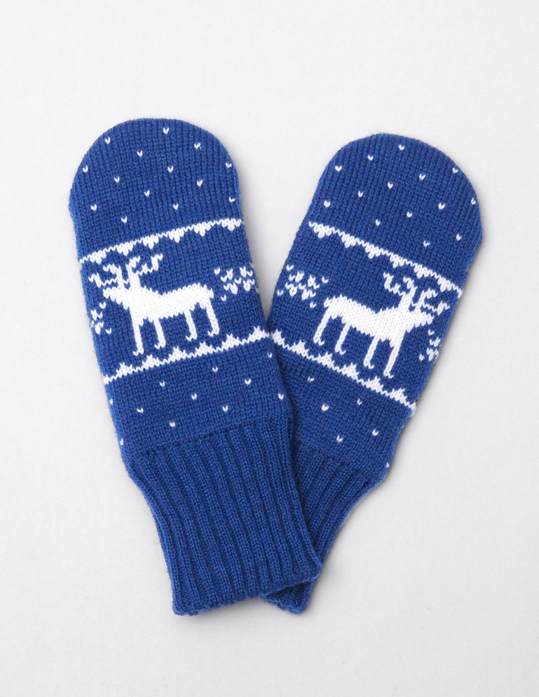 Детские варежки с оленями - фото1